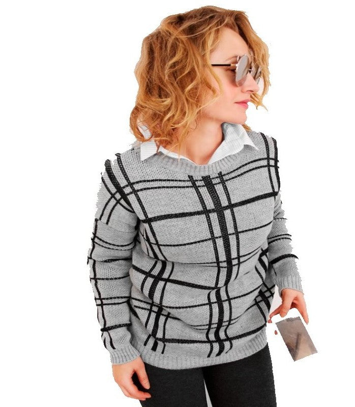 PULL rétro à carreaux