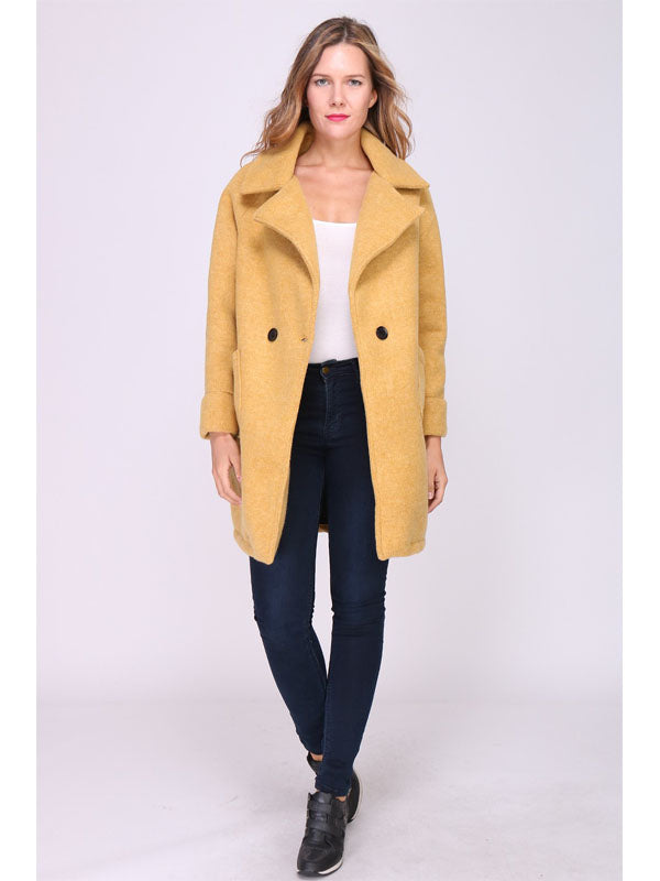 MANTEAU  mi-long MOUTARDE