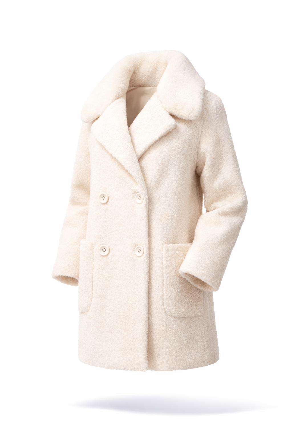 MANTEAU crème au col en fausse fourrure