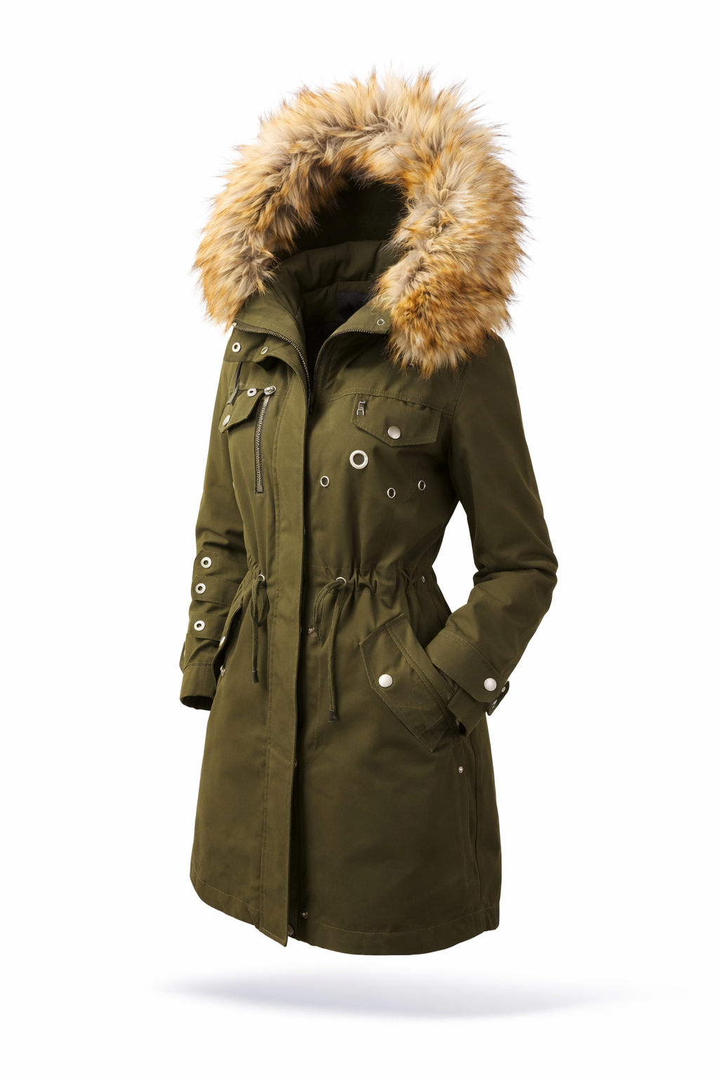 MANTEAU KAKI à capuche